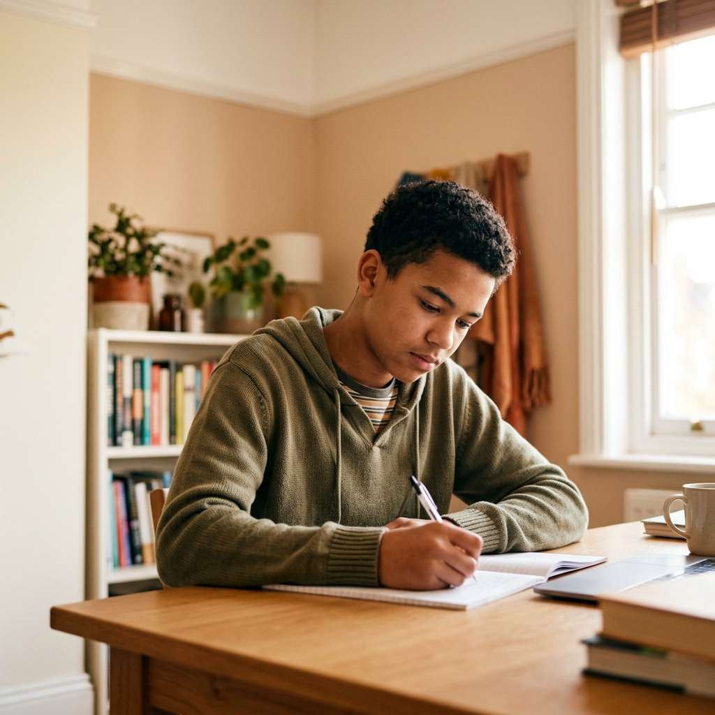 Jongere op de middelbare school die overzicht zoekt